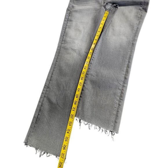 MOTHER The Rascal Mid-Rise Ankle-Fray Jeans, Noted, Grey Wash, Stretch Denim, 34 - Picture 5 of 11